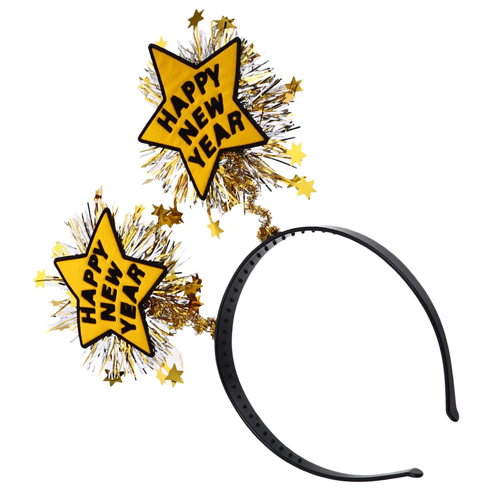 

Happy New Year Headband Girls Headbands Glitter Eve Party Cosplay Decorative Plastic Women Miss