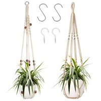 2 packs plant hangers indoor macrame hanging planter basket with wood beads decorative macrame pot hanger with 4 hooks