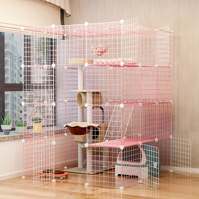 

Cat Cage Large Space Luxury Cat Villa Indoor Cat House Large Size Three Floors with Toilet Cat Cage Pet Supplies