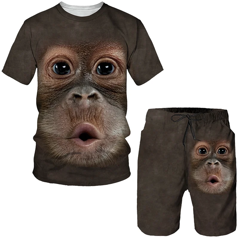 

Funny Animal Print T-shirts Short Trousers Suit Hip Hop Men's Tracksuit/Shortpants/Tops Sport And Leisure Summer Men's Clothing