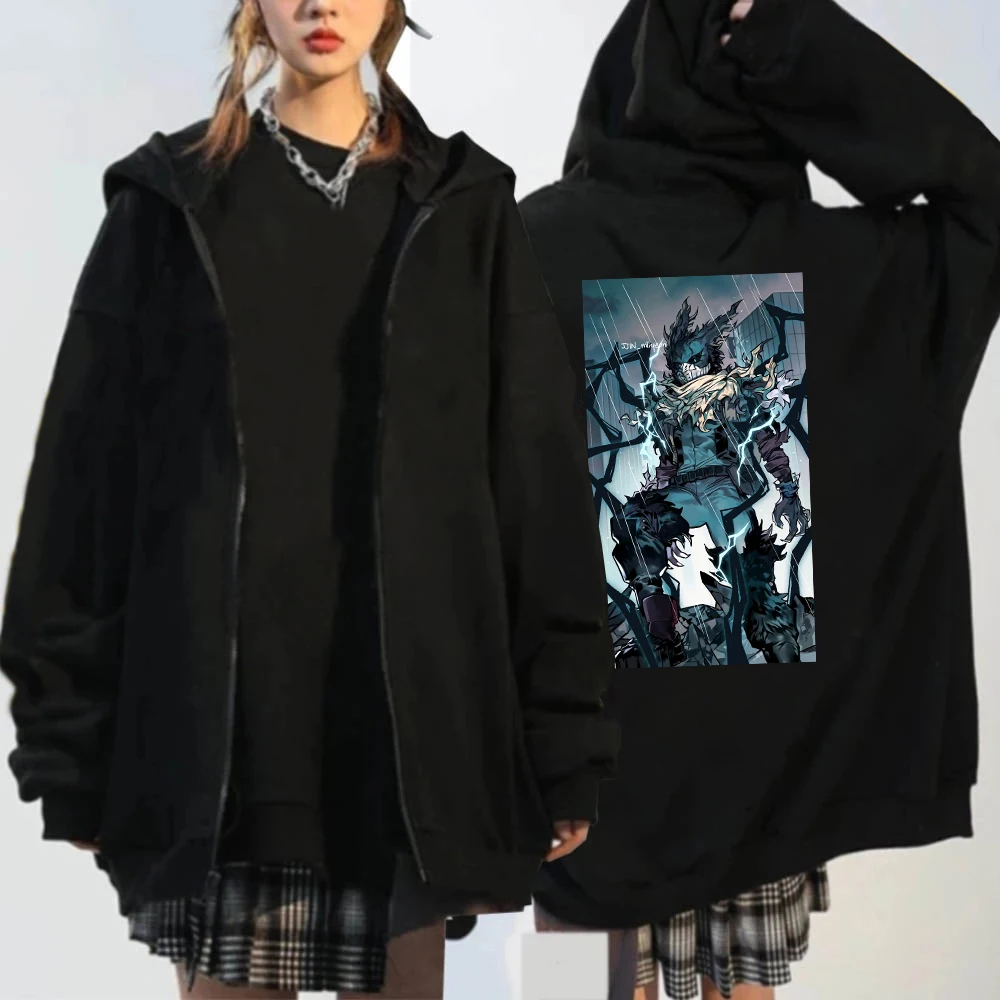 

My Hero Academia Anime Zipper Hoodies Winter Men Women Long Sleeves Thick Warm Zipper Jacket Coats