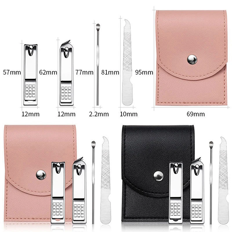 

4Pcs/7Pcs Stainless Steel Nail Art Clipper Cuticle Nipper Scissor Grooming Tools Manicure Set With PU Leather Bag