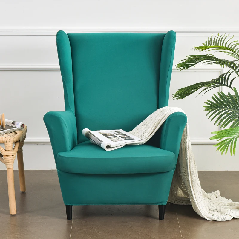 Covers 2 Pieces Stretch Wingback Chair Cover Removable Sofa 