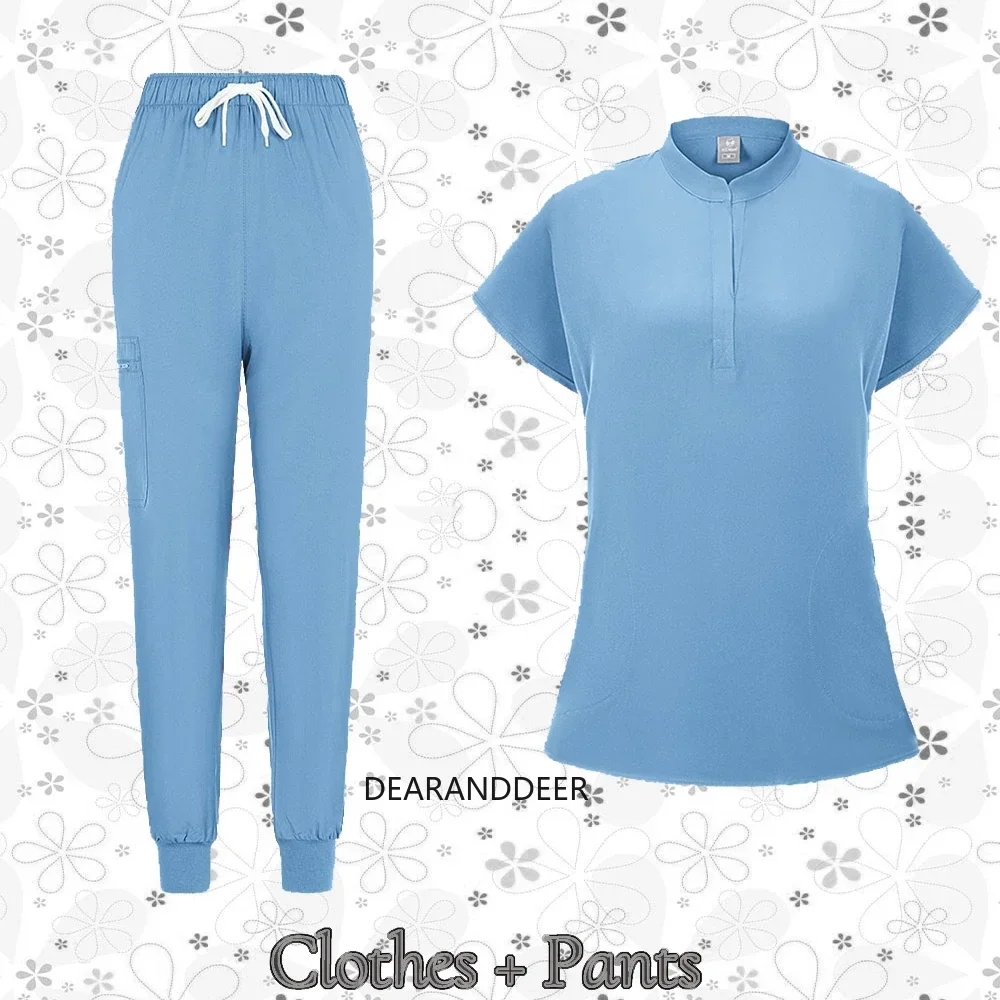 Fashion medical smock clinical surgery suit set for women hospital beauty salon dental clinic nurse accessories work clothes