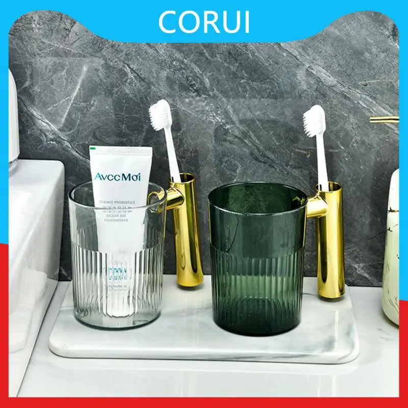 

12.9×11×8.5cm Wash Cup Gold Plated Handle Exquisite Gargle Cup Creative Convenient Storage Bathroom Tumblers 1pcs Mouthwash Cup