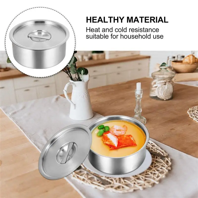 

Bowl Steel Mixing Stainless Lid Steamed With Rice Soup Storage Portable Dessert Cereal Bowls Serving Cuisine Egg Food Heating Or