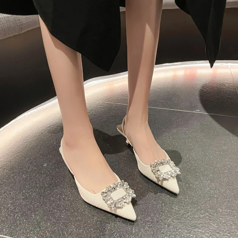 24 женские босоножки на низком каблуке французские телесные сандалии с