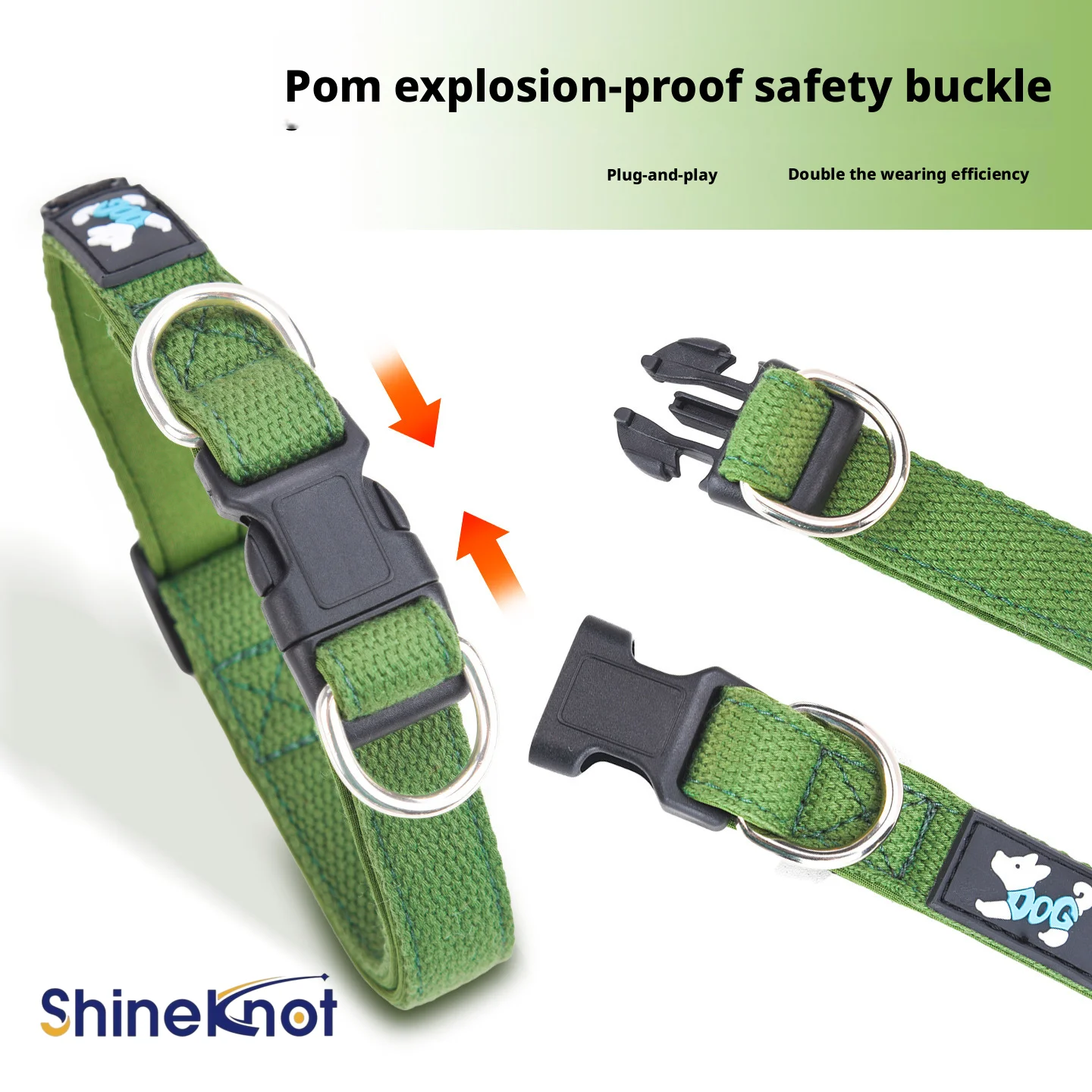Фото Ошейник для собак SHINEKNOT New Space Cotton, для маленьких, средних и больших пород, регулируемый, удобный. №3