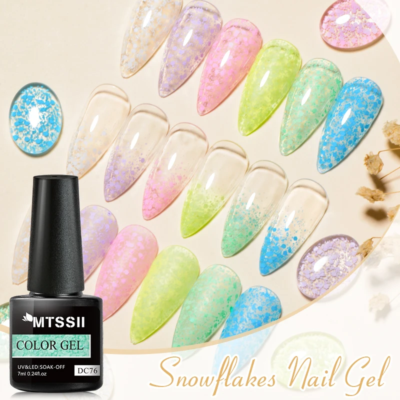 

Mtssii 7ml Glitter Snowflakes Nail Gel Polish Sequins Soak Off UV Gel Nail Varnishes Holographic DIY Manicure Art Decoration