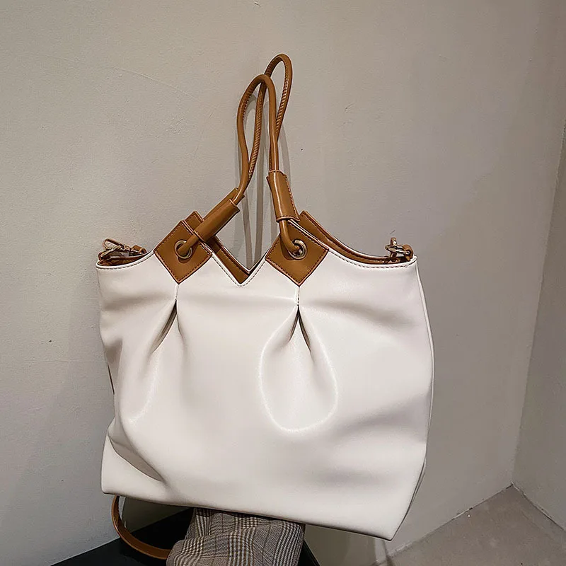

Soft leather large capacity women handbag 2022 fashion pleated shoulder messenger bag ladies shoulder bag