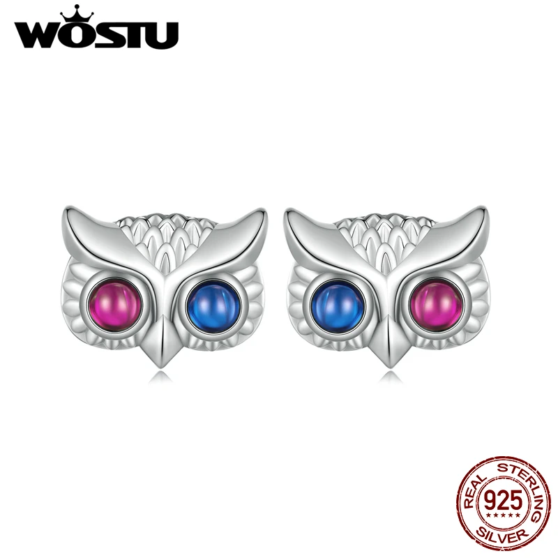 

Женские серьги-гвоздики WOSTU, серьги из стерлингового серебра 925 пробы с цветными стеклянными глазками, ювелирные украшения для вечерние, подарок на каждый день