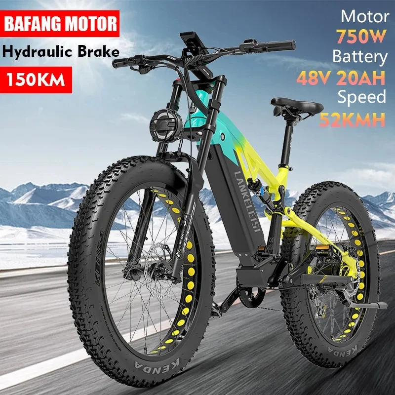 RV800 PLUS 26 inch Fat Electric Mountain Bike 48v 20ah For Samsung battery 750W Bafang Motor Electric Bicycle Full Suspension