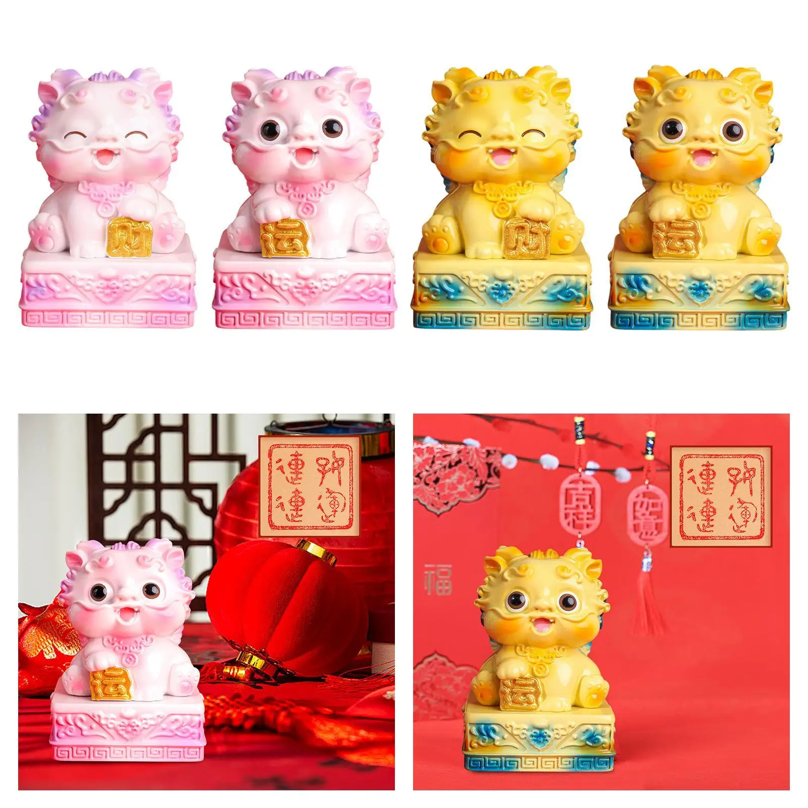 Pixiu Нефритовая печать Статуя Скульптура Фигурка из смолы Художественное