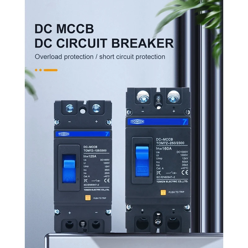 TOMZN 2P DC 1000 В литая от солнечной энергии автоматический выключатель MCCB защита