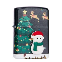 zorro windproof kerosene lighter christmas snowman sticker paint lighter smoking accessories drop shipping