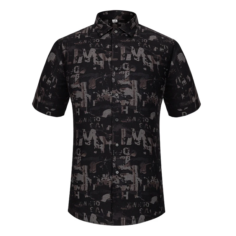 

Men Vintage Camo Printed Bamboo Fiber Like Hawaiian Shirt 2023 Summer Short Sleeve Casual Breathable Elastic Shirt Chemise Homme