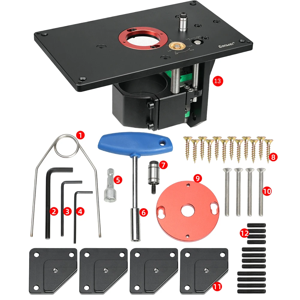 

Система перевернутого подъемного стола для триммера Ganwei для электрической обрезной машины 65 мм, прочный фрезерный стол, вставка в деревообрабатывающий инструмент