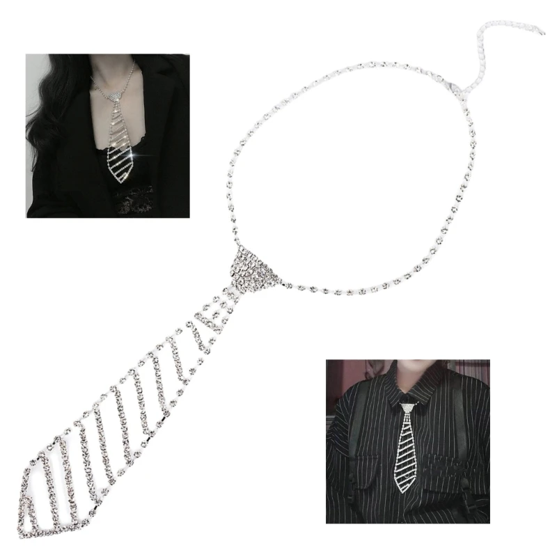 

Женский модный элегантный металлический галстук со стразами, длинное ожерелье с блестящими кристаллами, ювелирные изделия на