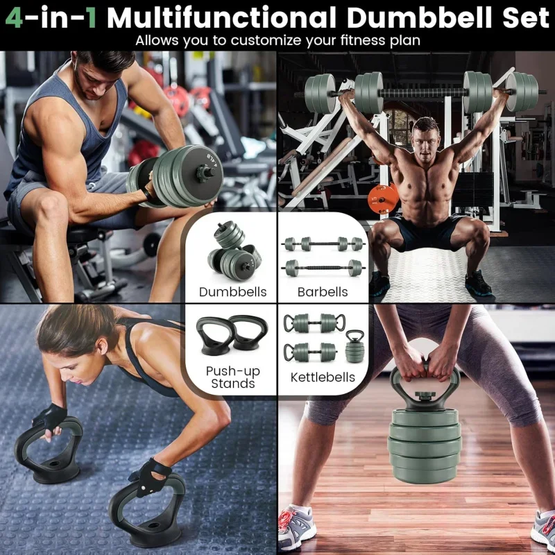 Регулируемые гантели GYMAX набор свободных весов 4 в 1 с разъемом 92/47 фунтов