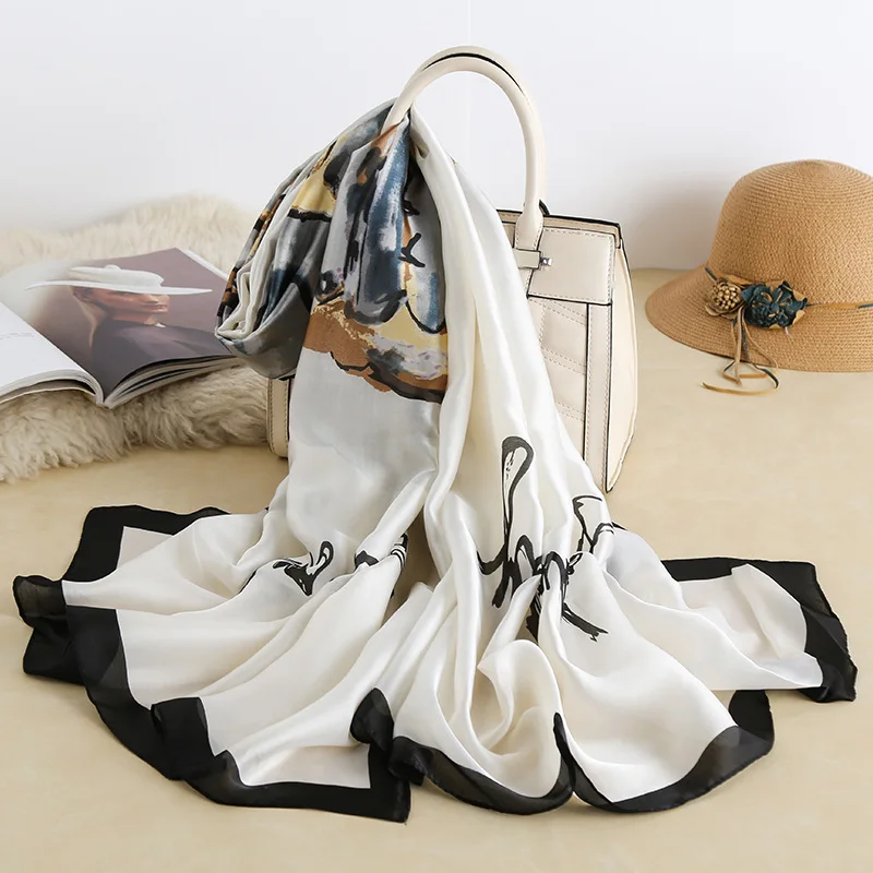 

The New Spring and Summer Scarf Silk Scarves Ms High-grade Lotus Emulation Silk Shawl Is Prevented Bask In Beach Towels