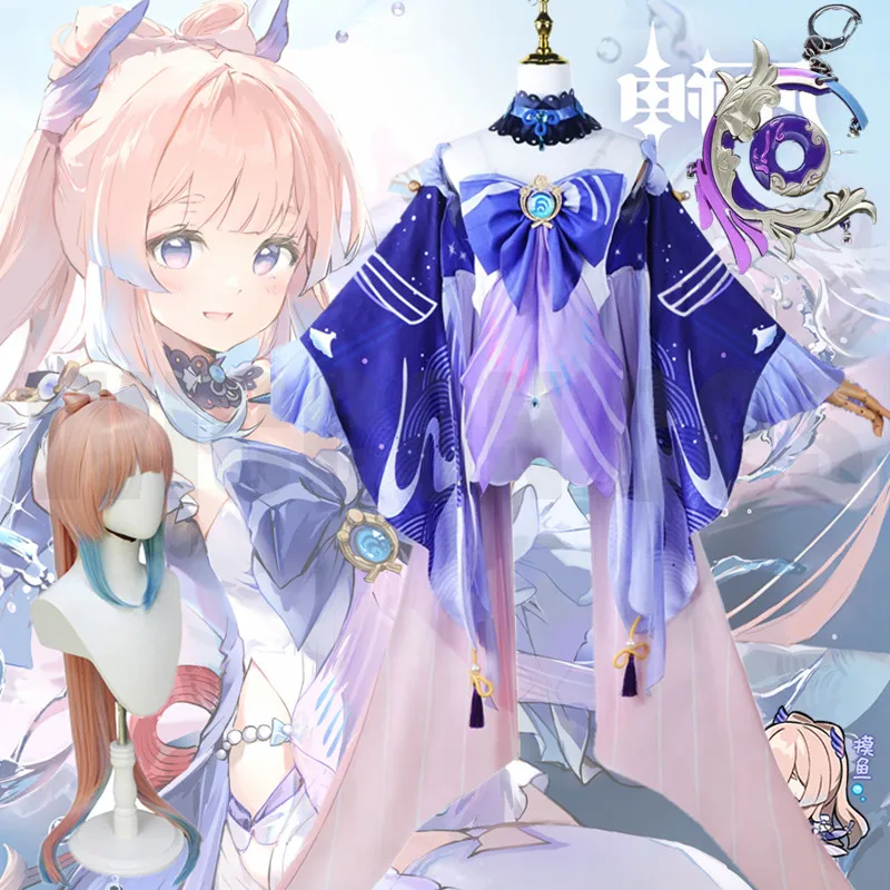 

Kokomi Cosplay Costume Game Sexy Women Halloween Party Fancy Dress Outfit Full Set Genshin Impact Sangonomiya Kokomi Wig