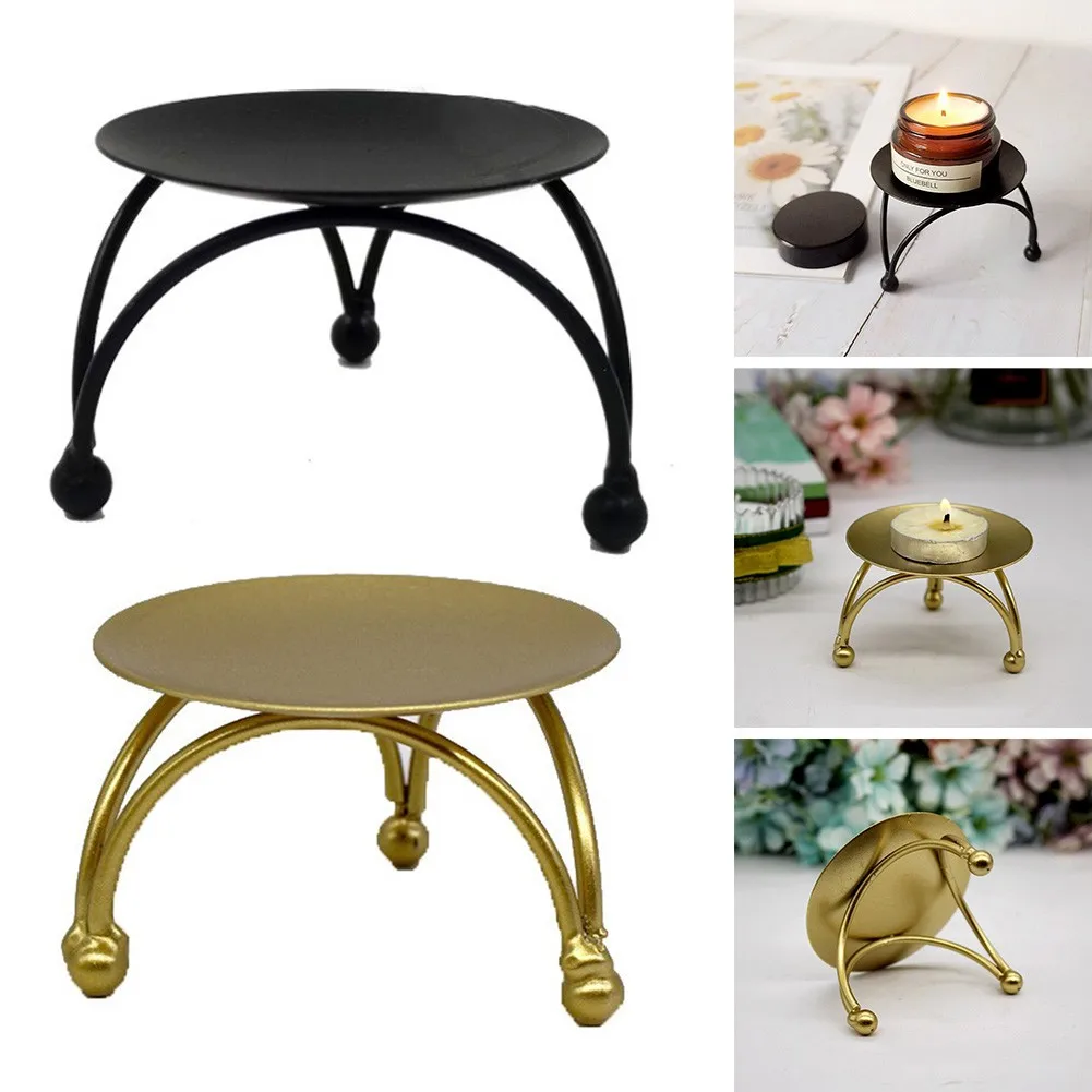 

Iron Black Plated Candle Holders Pillar Metal Plate For Wedding Party Festival Candlestick Holder Art Gift Home Decoration