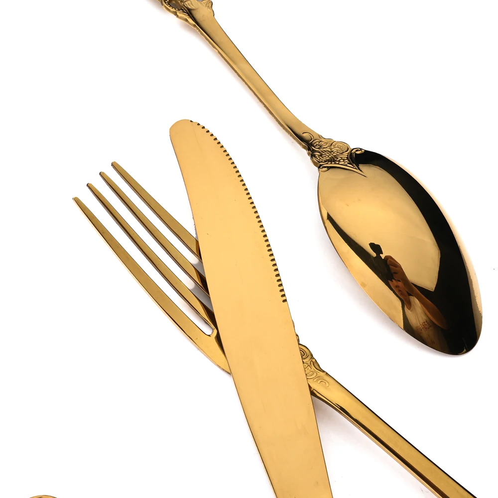 Zoseil 24 шт. столовые приборы набор черных столовых приборов нож вилка чайные ложки