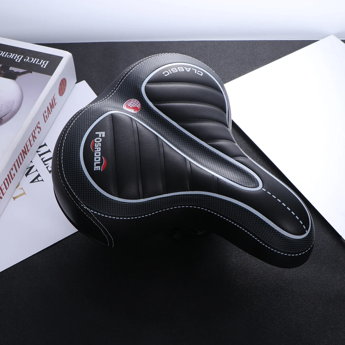 

Mountain Bike Cushion Saddle Seat Mat Stripe Bottom Seat Mat Black
