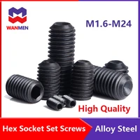 12 9grade black hex hexagon socket set screw m1 6 m2 m2 5 m3 m4 m5 m6 m8 m10 m12 m14 m16 allen cup point grub screws alloy steel