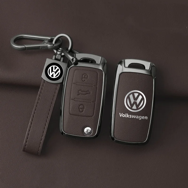 Фото Чехол-брелок для автомобильного ключа из металла и кожи для Volkswagen VW Polo, Tiguan, Passat, Golf, Jetta, Lavida №5