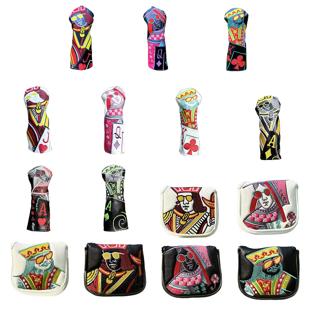 Чехлы на голову для гольф-клуба Poker JQK с вышивкой гибридного водителя Fairway WoodGolf Club