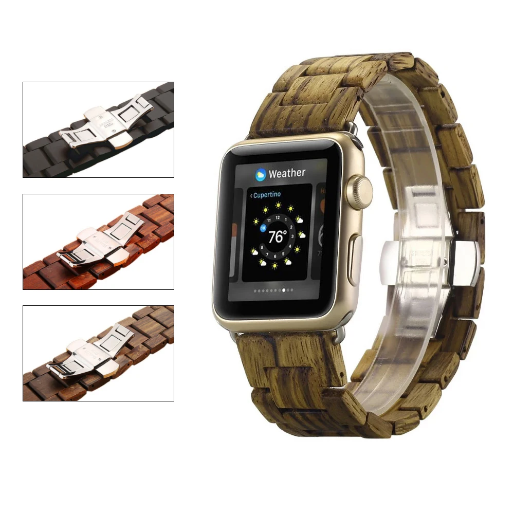 

Natural Wooden strap For apple watch band 44mm 40mm 45mm/41mm iwatch bracelet belt Retro watchband apple watch 4 3 5 se 6 7