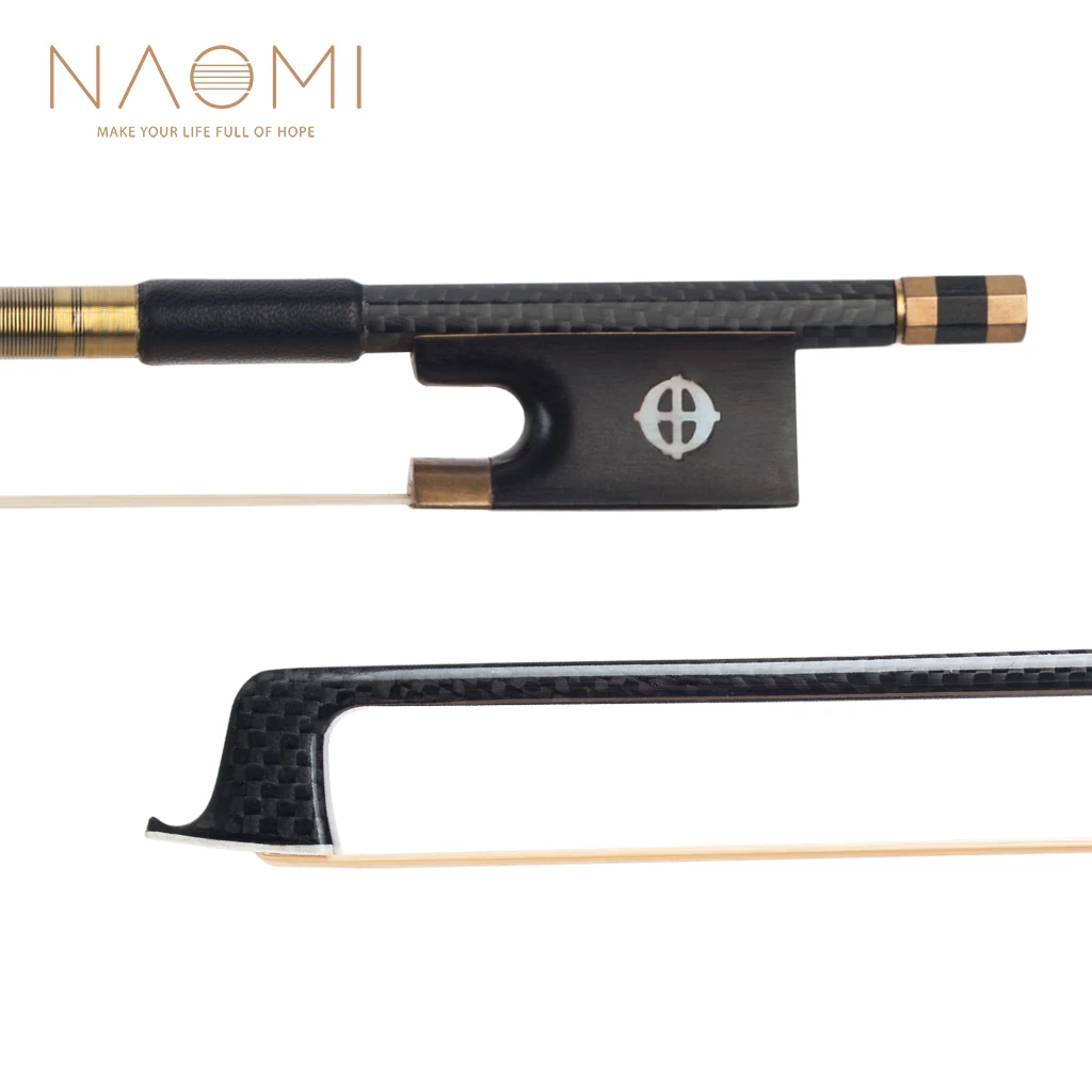 

NAOMI Advanced 4/4 Size Violin/Fiddle Bow Grid Carbon Fiber Round Stick Sheep Skin Grip Ebony Frog Natural Horsehair Durable Use