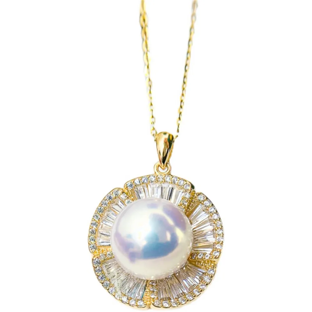 S925 Sterling Silver Pearl Pendant Settings Blank/Base For DIY Pendant Jewelry Making Accessories Suitable for 11-13mm Bead