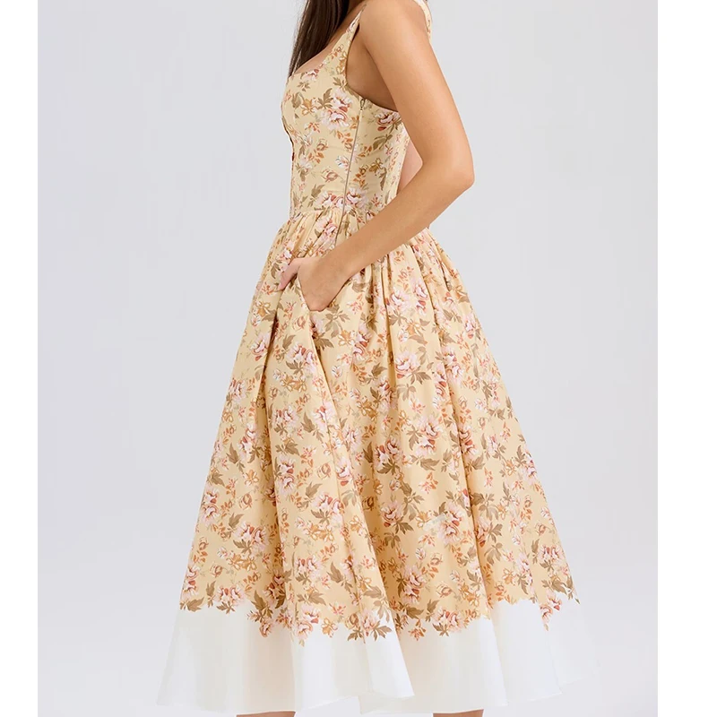 Сексуальное элегантное женское длинное платье миди с цветочным принтом модное