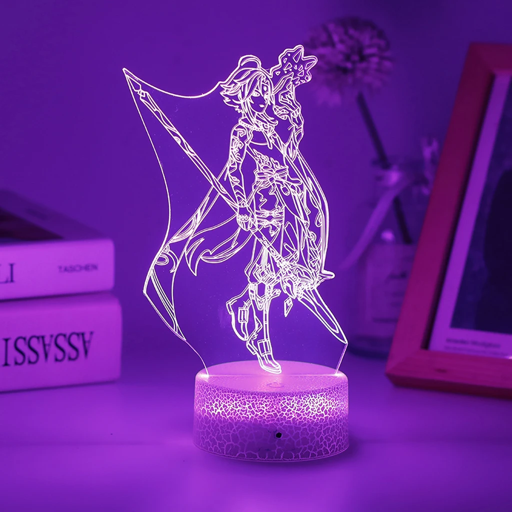 

Anime 3D Led Genshin Impact Lamp Game 16 Colors Night Light Xiao For Room Decor Gift Can Be Combined To Purchase Acrylic Board