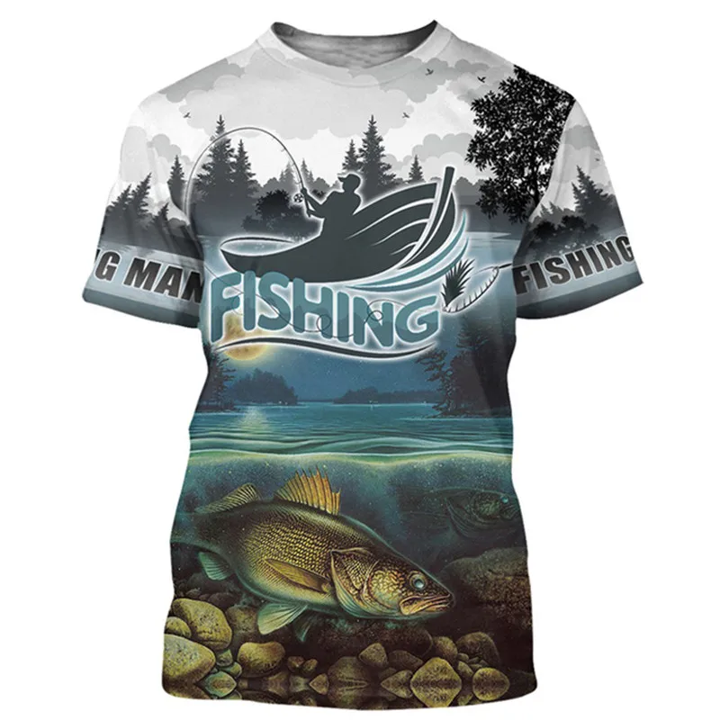 

Fishing casual T-shirt summer men's T-shirt outdoor sports short-sleeved clothes 3D printed fashion jacket men's oversized