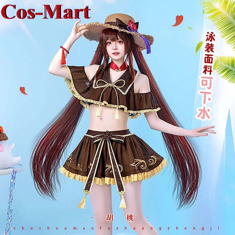 

Косплей-костюм Cos-Mart Game Genshin Impact Hu Tao, Милый Летний Пляжный Купальник, искусственная яркость