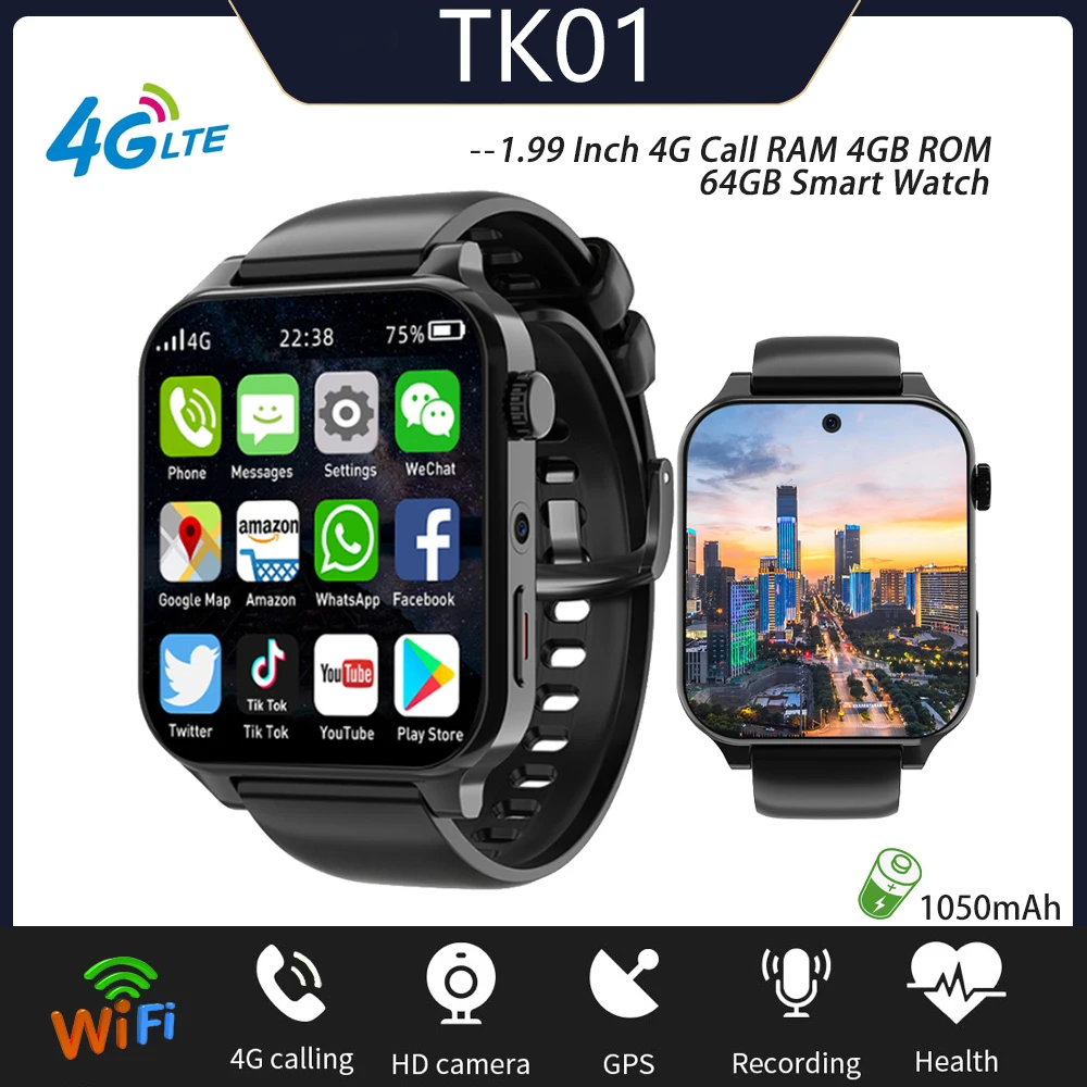 

2023 New 1.99 Inch 4G Call RAM 4GB ROM 64GB Smart Watch Dual Camera Heartrate Testing GPS Wifi Waterproof Sports Men Smartwatch