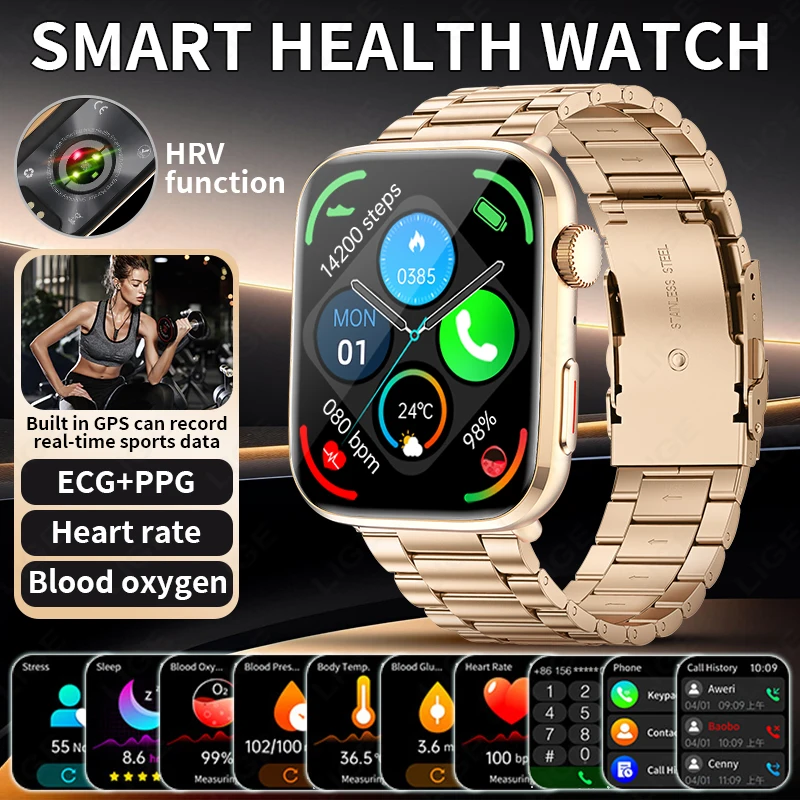 LIGE Смарт-часы для женщин и мужчин монитор температуры тела здоровья уровень