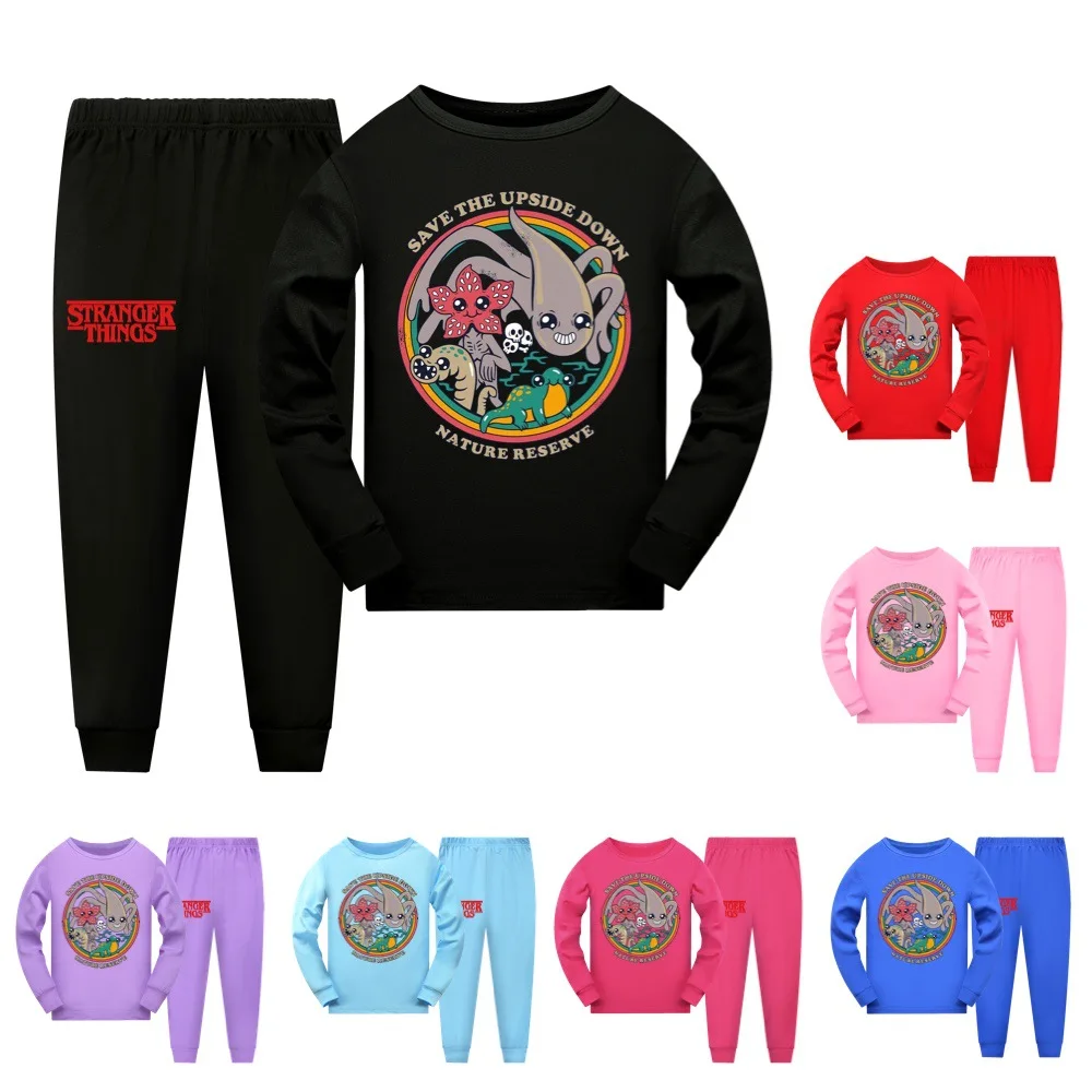 

Детские пижамы «очень странные дела», 4 шт., детская одежда для сна, Детская Пижама для девочек, хлопковая одежда для сна, одежда, детская одеж...