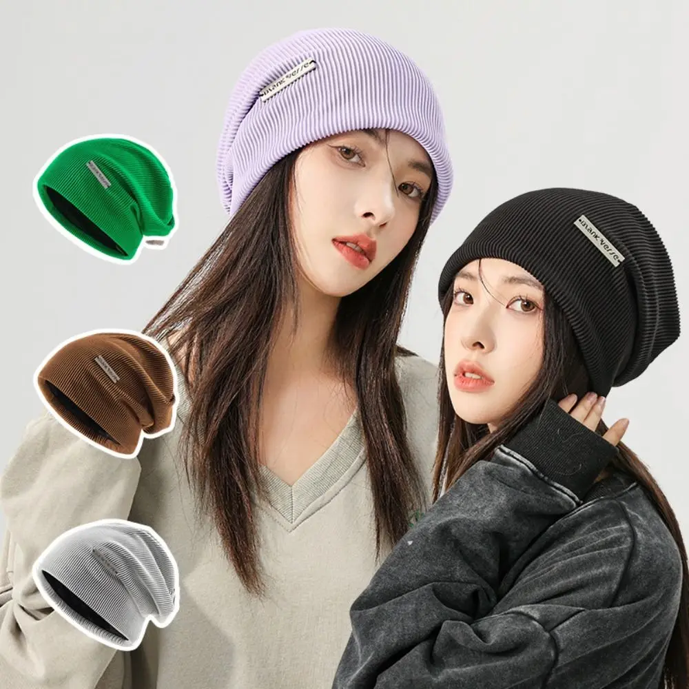 

Solid Color Knitted Beanies Fashion Warmer Bonnet Winter Autumn Female Beanie Caps Windproof Ladies Casual Cap Women Men
