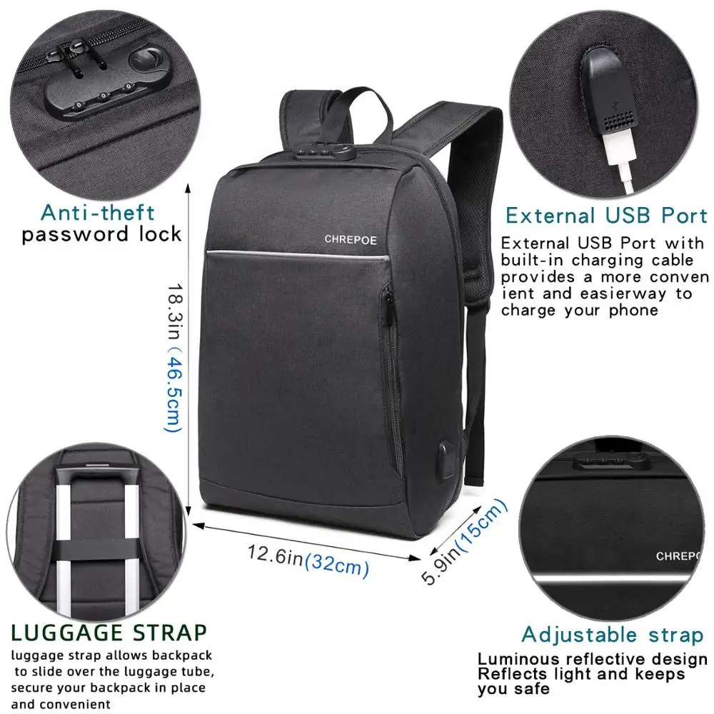 Рюкзак с защитой от кражи для мужчин водонепроницаемый рюкзак ноутбука 15 6 дюйма