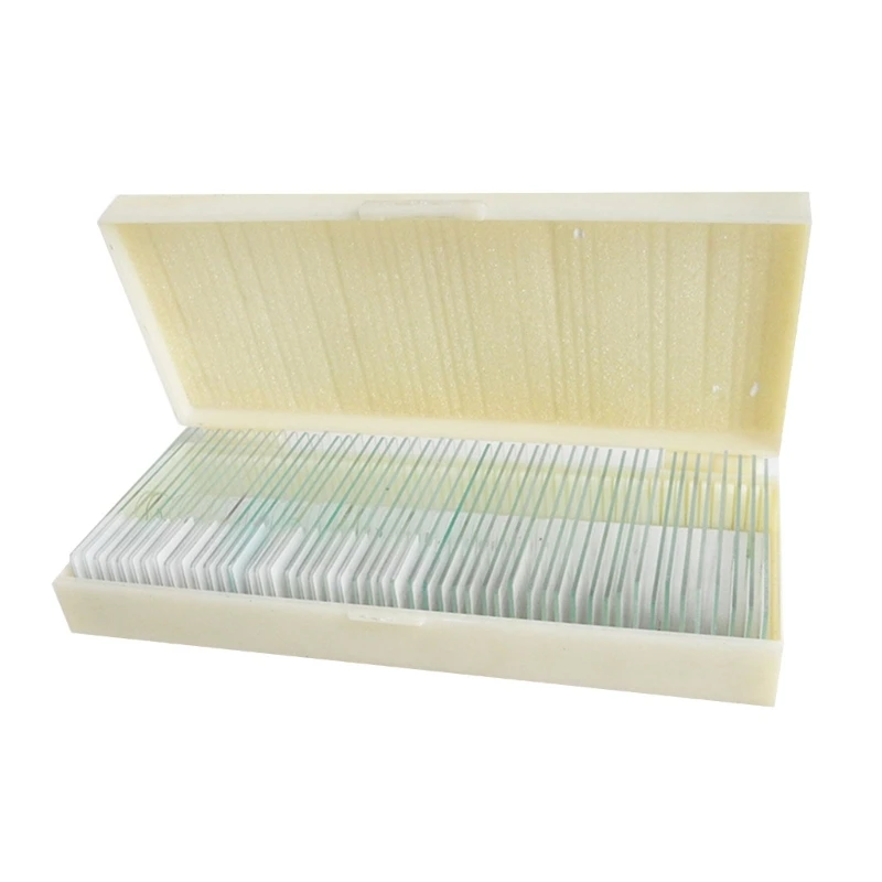 

50-Piece Prepared Microscope Slides Set Professional Specimens for Kids Student Homeschool Use Lightweight Easy Carry