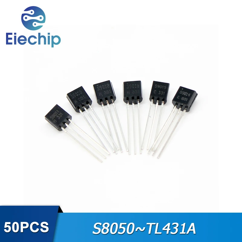 

50PCS PNP Transistors S8050 S8550 S9011 S9012 S9013 S9014 S9015 S9018 SS8050 SS8550 TL431A TO-92 NPN Transistor New Original