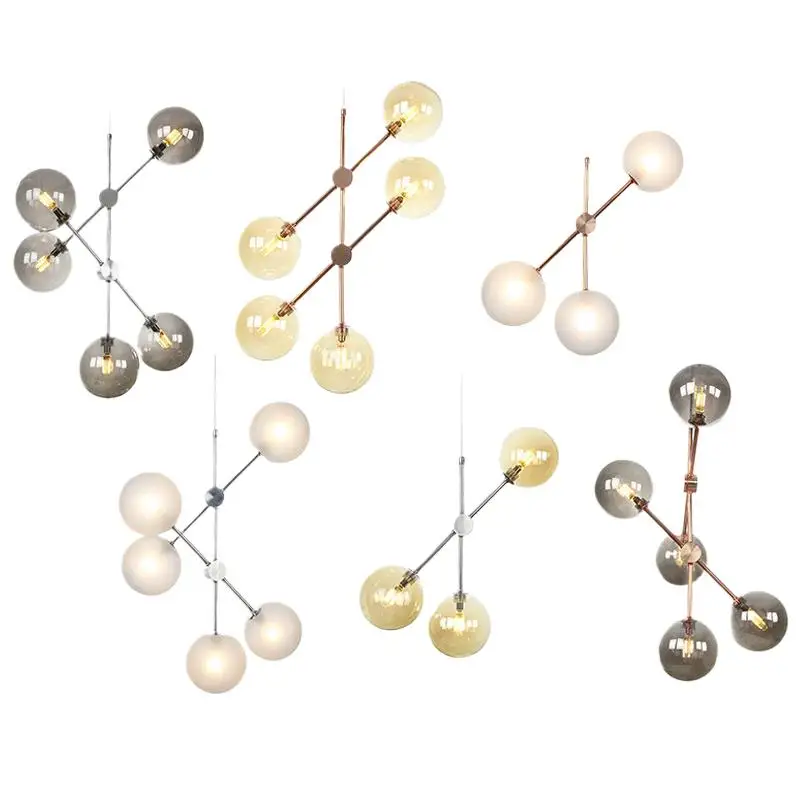 Современный розовый позолоченный железный стержень со стеклянным шаром