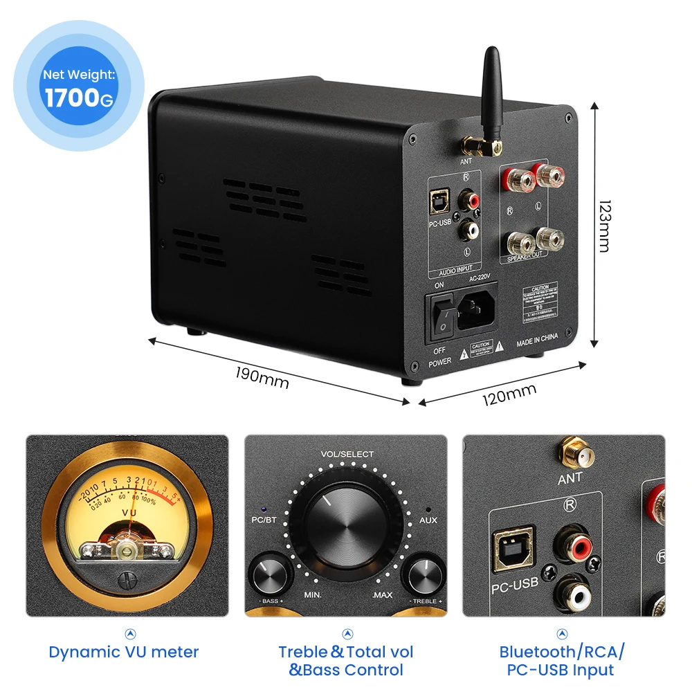Усилитель мощности TPA3255 HiFi 300Wx2 VU метр