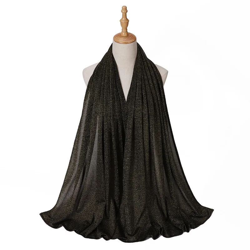 New Designs Hijab Jersey Scarf for Women Shining Bright Silk Turbans for Women Headscarf Cotton Hijab Scarves Shawl Ramadan
