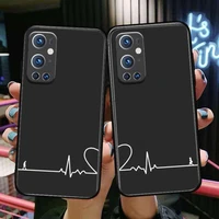 electrocardiogram with love couple ecg for oneplus nord n100 n10 5g 9 8 pro 7 7pro case phone cover for oneplus 7 pro 17t 6t 5t