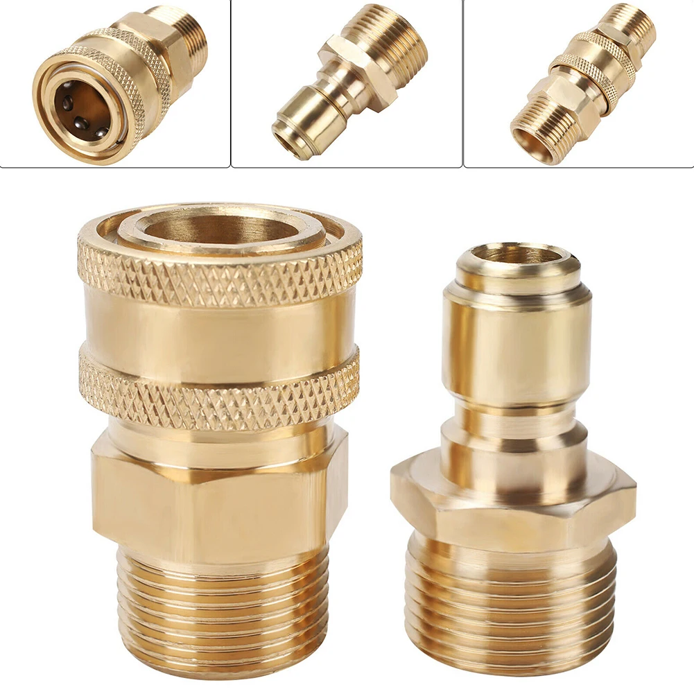 

2pcs Pressure Washer 3/8inch M22 Quick Connector For Connecting Hose Garden Irrigation Washing Vehicle Brass Connector Adapter